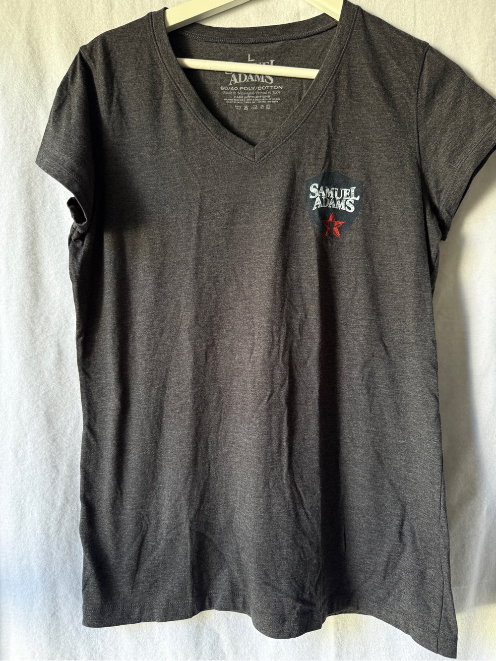 Women’s Soft V-Neck Samuel Adams Tee Dark Heather Gray